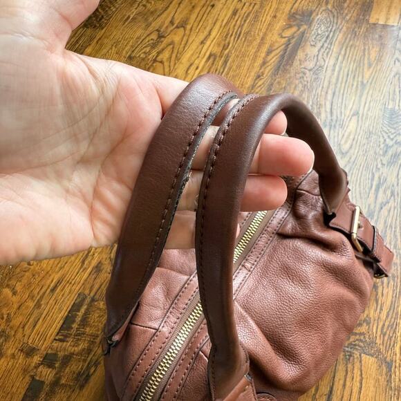 MICHAEL KORS $398 Lattington Large Satchel Soft Leather Cognac Brown Zip Handbag - Picture 7 of 16